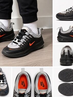 Nike Air Max Sneakers Kids Size 12C Black Gray Orange Athletic Shoes